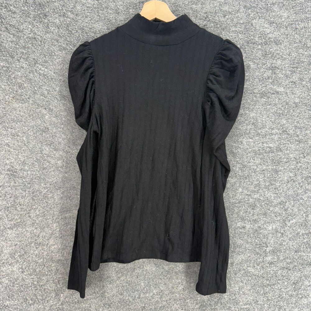 Zenana Blouse Women S Small Black High Neck Long Sleeve Rayon Pullover Casual